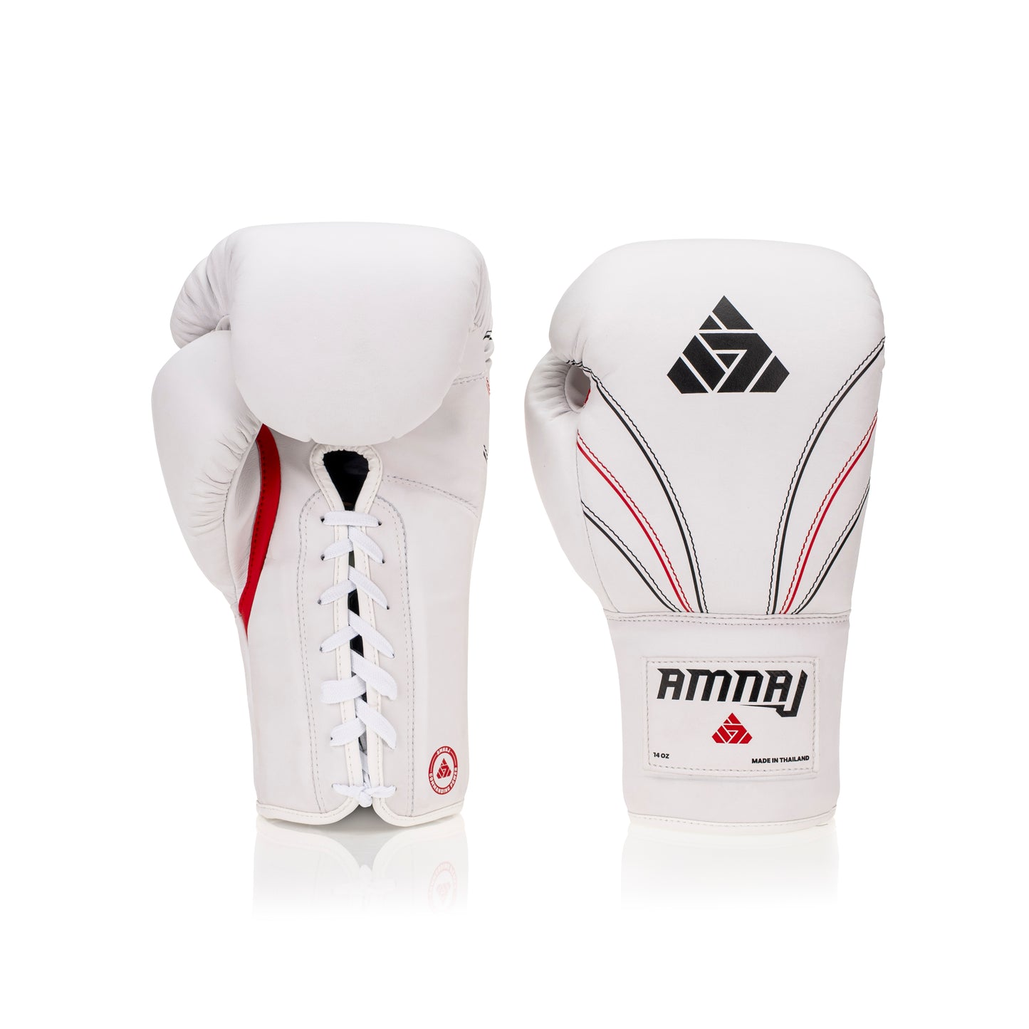 Classic Lace-up Boxing Glove - 3 stripe - White