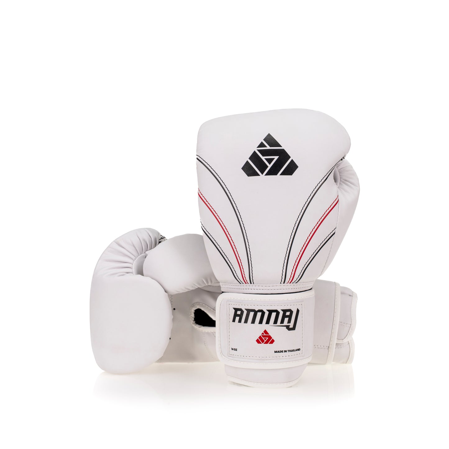 Classic Velcro Boxing Glove - 3 stripe - White