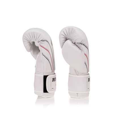 Classic Velcro Boxing Glove - 3 stripe - White