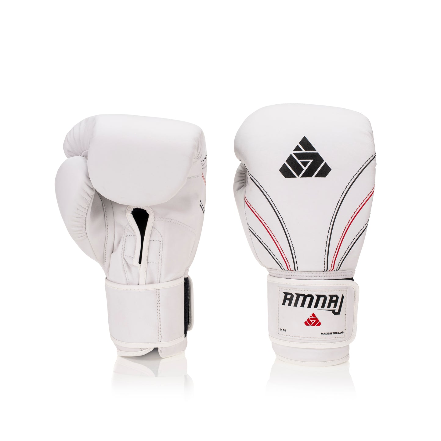 Classic Velcro Boxing Glove - 3 stripe - White