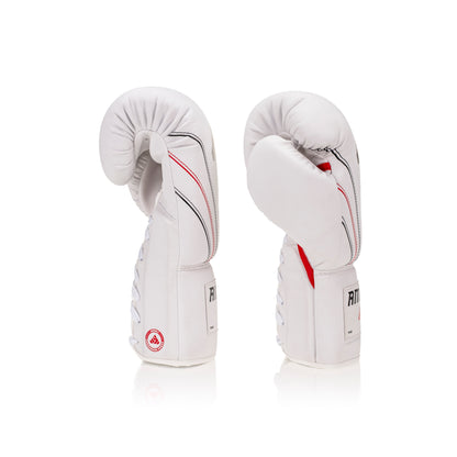 Classic Lace-up Boxing Glove - 3 stripe - White