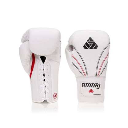 Classic Lace-up Boxing Glove - 3 stripe - White